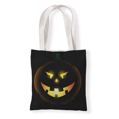 Bolsa de lona con estampado de calabaza divertida de dibujos animados de Halloween