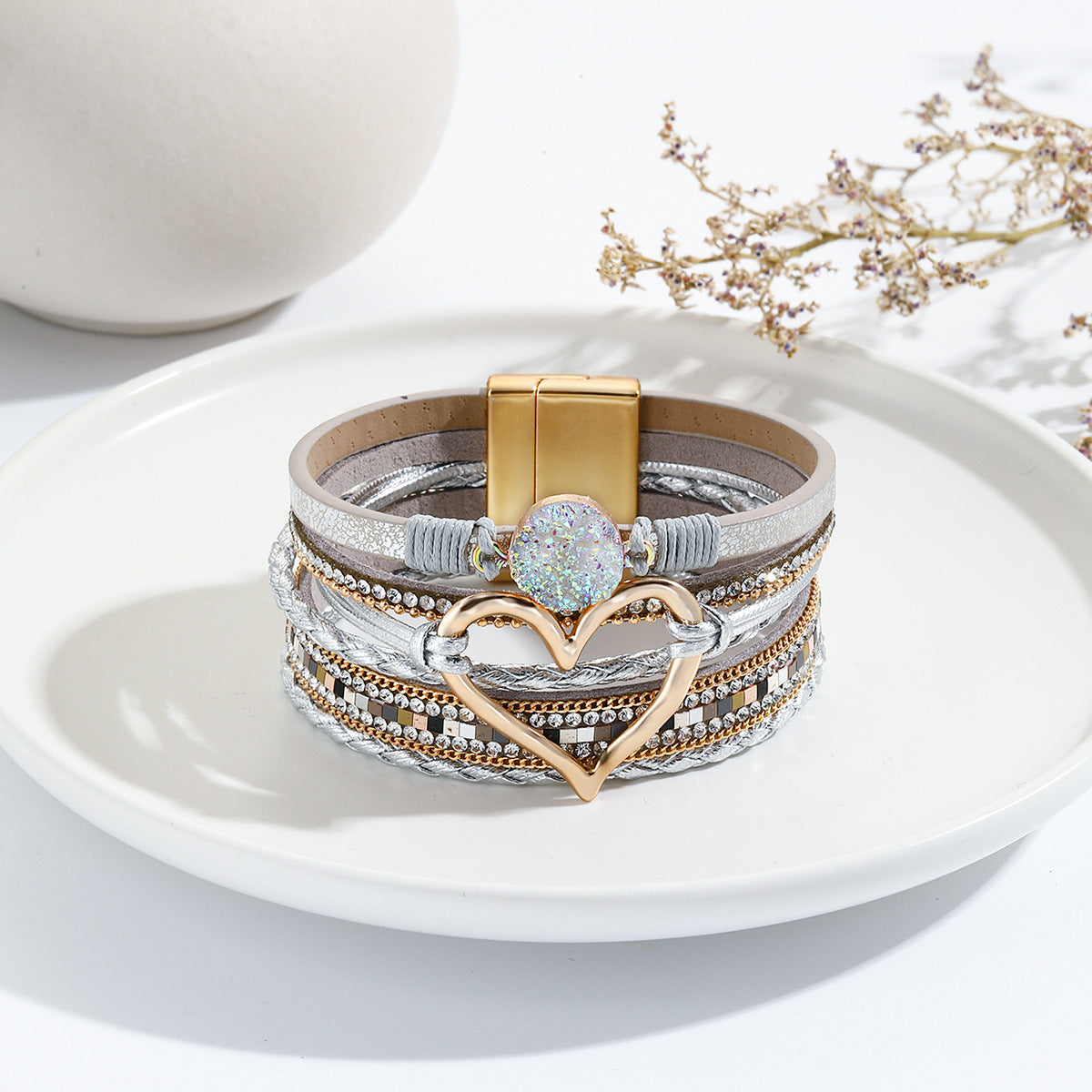 Bohemian Multi-Layer Heart-Shaped Wrap Bracelet