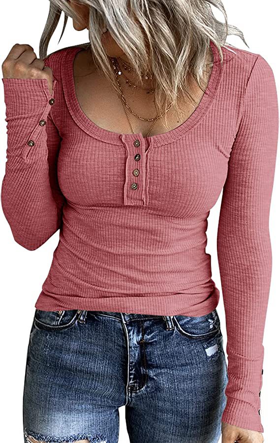 Women Fashion Solid Color Long Sleeve Blank T-Shirt