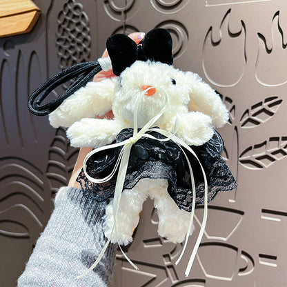 Cute Plush Long Ear Rabbit Keychain with Dress Variations