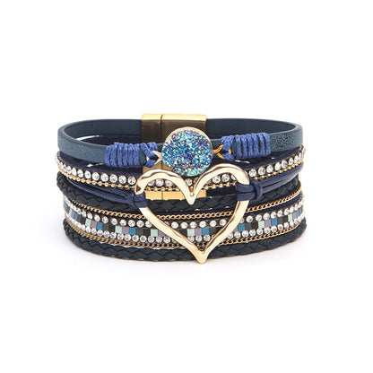 Bohemian Multi-Layer Leather Heart Bracelet