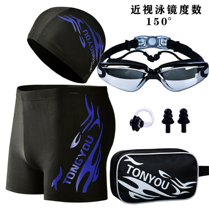 Conjunto de traje de baño con gorra y gafas estampadas informales a la moda para hombre