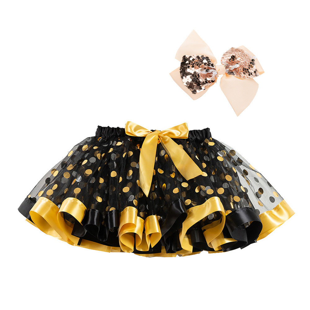 Kids Toddler Girls Halloween Pumpkin Skirt with Sequin Bow