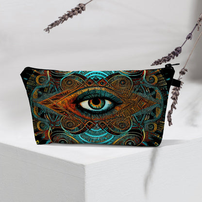 Bolsa de cosméticos portátil con diseño de mal de ojo para mujer