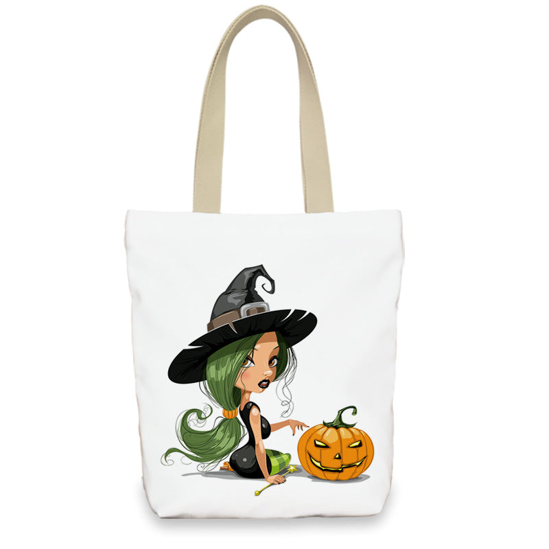 Bolso de lona con diseño de calabaza de Halloween para mujer