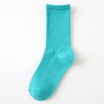 Calcetines finos de algodón de color liso para mujer