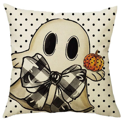 Halloween Pumpkin Skull Print Linen Sofa Cushion Cover