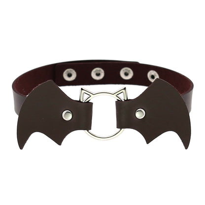Halloween Women Gothic Bat Pu Leather Chokers