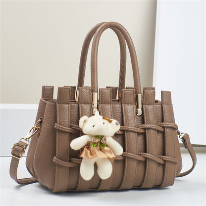 Sac fourre-tout tissé à la main de grande capacité, décontracté et tendance, couleur unie, pour femmes