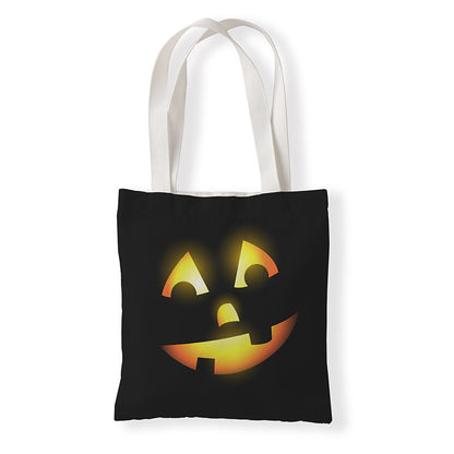 Bolsa de lona con estampado de calabaza divertida de dibujos animados de Halloween