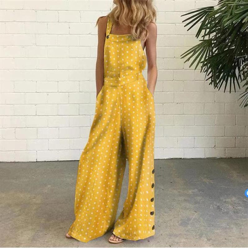 Women Casual Check-Print Wide-Leg Jumpsuit