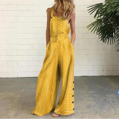 Women Casual Check-Print Wide-Leg Jumpsuit