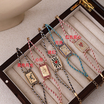 Collar con colgante de ojo malvado de sol y luna de estilo bohemio para mujer