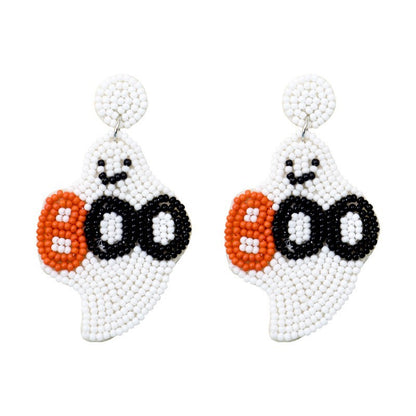 Pendientes de cuentas divertidos con dibujos animados de Halloween para mujer