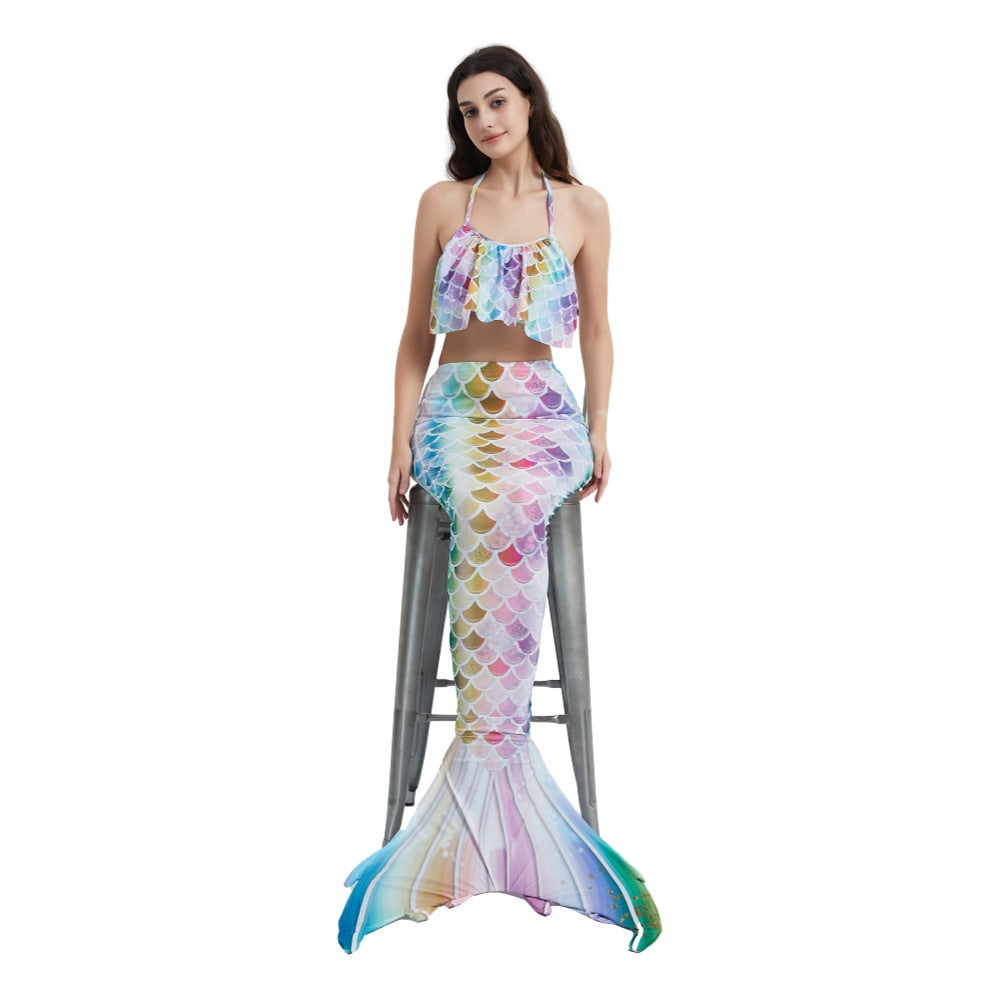 Women Cartoon Mermaid Strapless Fish Tail Cosplay Costume