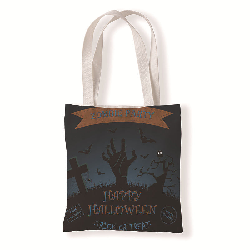 Bolsa de lona con estampado de dibujos animados de Halloween y terror