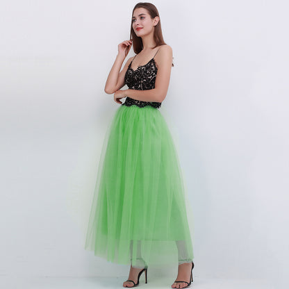 Women Fashion Solid Color Mesh Skirt