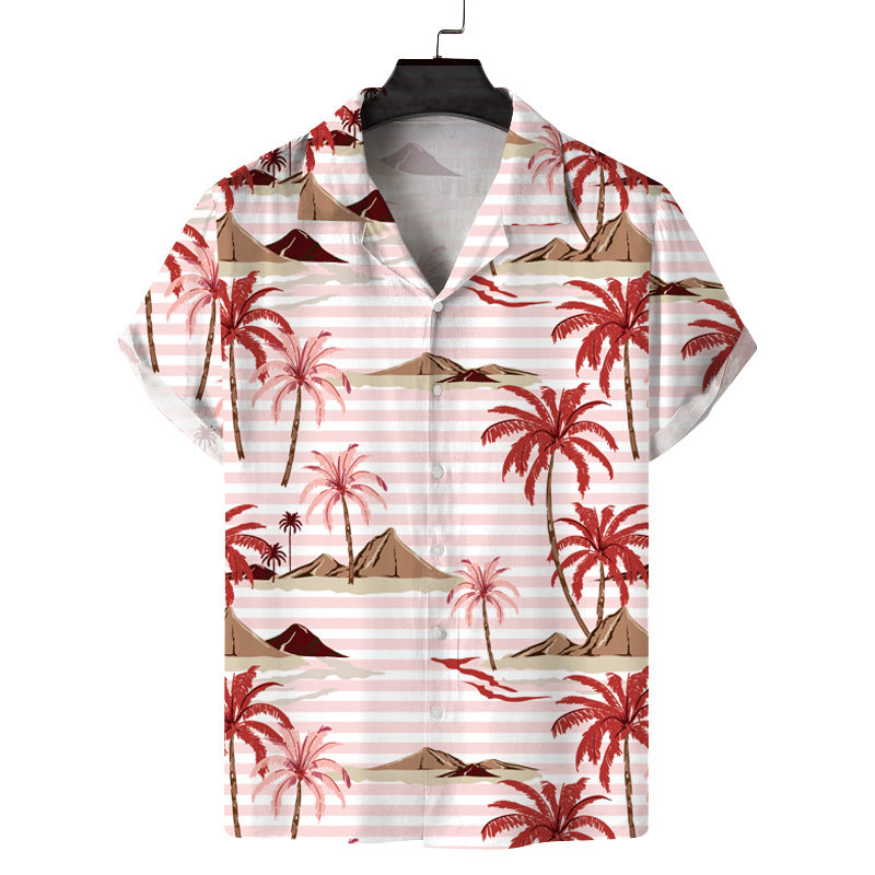 Camisa informal con solapa y estampado de mariposas 3D para hombre
