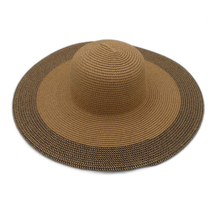 Sombrero de playa de ala grande tejido de paja de moda para mujer