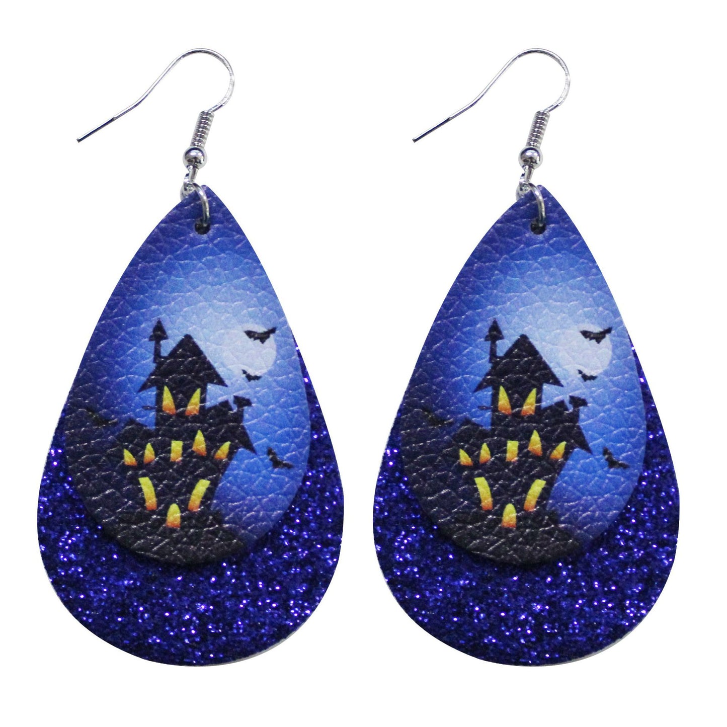 Pendientes de calavera con purpurina para Halloween para mujer