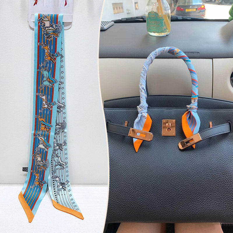 Bufanda con asa para bolso con lazo estampado de moda