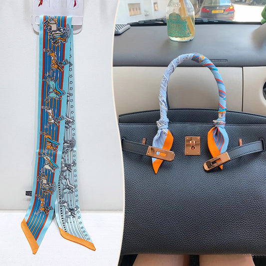 Fashion Printed Ribbon Tie Bag Handle Scarf