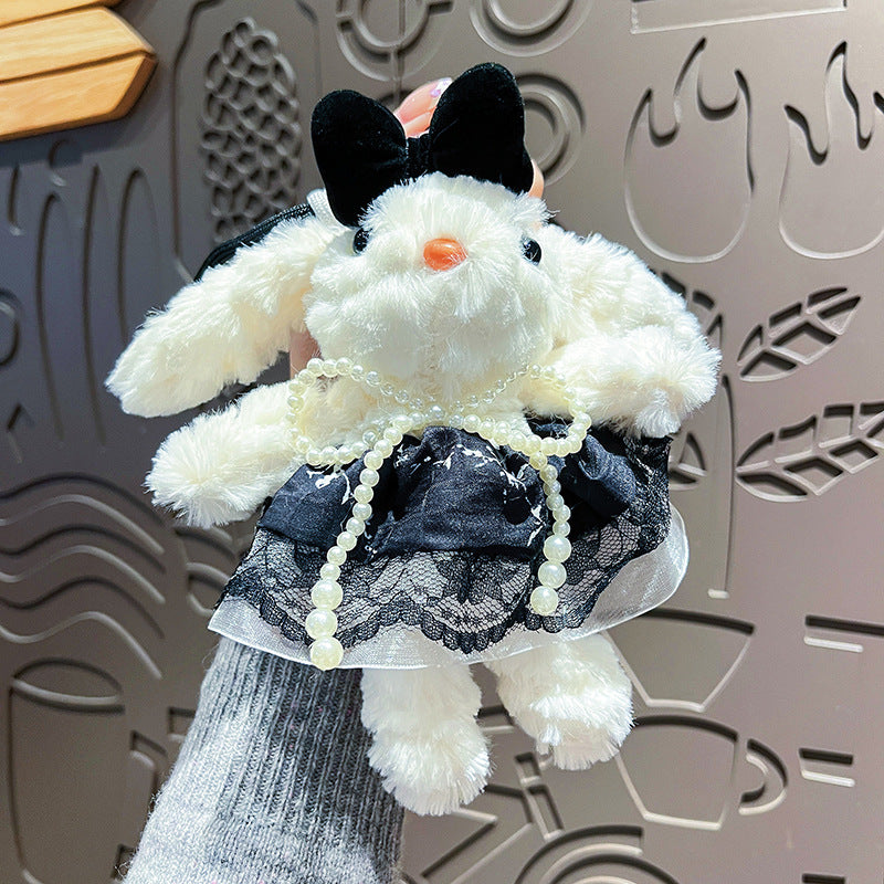 Cute Plush Long Ear Rabbit Keychain with Dress Variations
