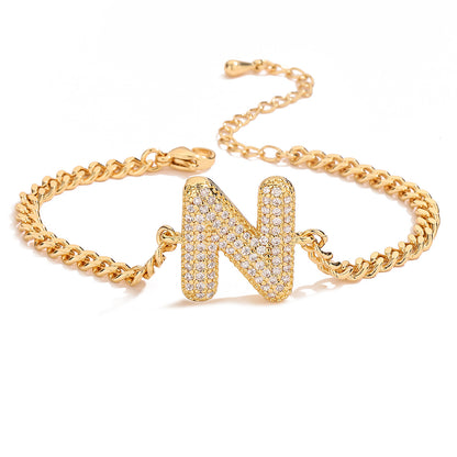 Fashion 26 Zircon Alphabet Bracelet