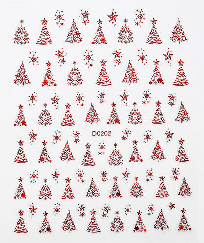Parche adhesivo para uñas con diseño de alce y copo de nieve navideño, pegatinas bronceadoras para uñas