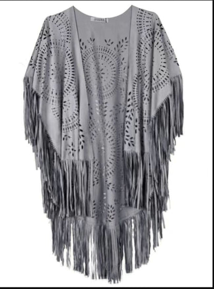Chal de gamuza con borlas para mujer, estilo bohemio, de verano