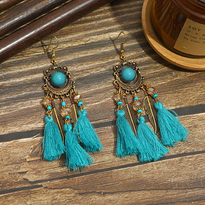 Pendientes con borlas retro de estilo étnico bohemio
