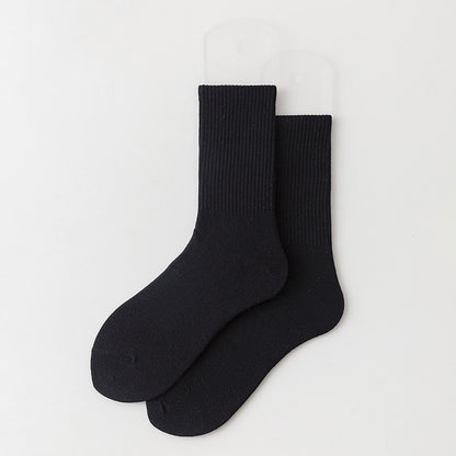 Calcetines casuales de algodón de color sólido para mujer