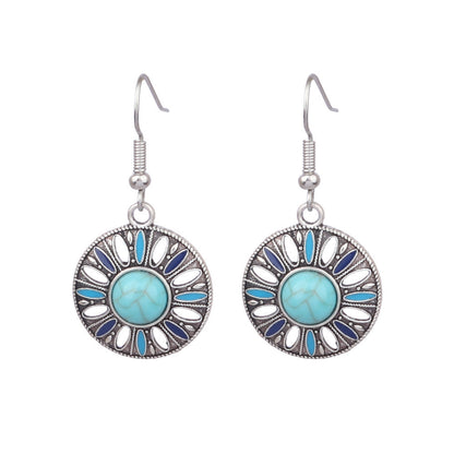 Conjunto de pendientes turquesa retro de estilo étnico bohemio