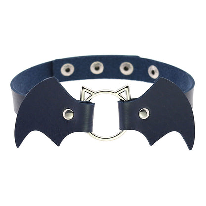 Halloween Women Gothic Bat Pu Leather Chokers