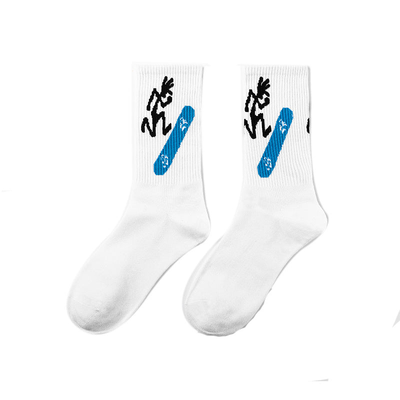 Calcetines de Halloween para hombre con diseño punk de calavera y palmeras y astronauta