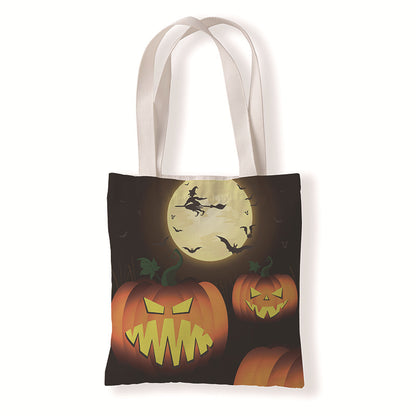 Bolsa de lona con estampado de calabaza de Halloween para uso diario