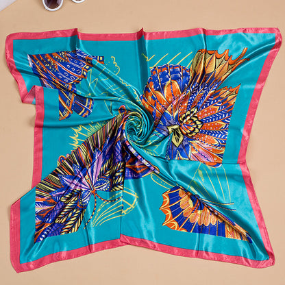 Bufanda de seda cuadrada grande con estampado floral para mujer, accesorio elegante