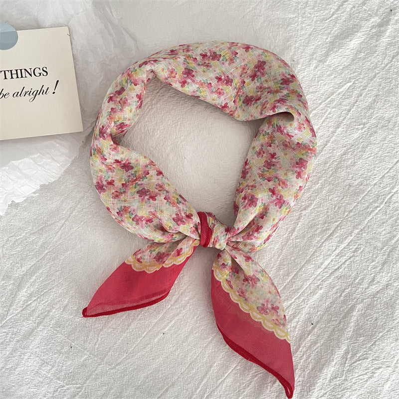 Bufanda floral de lino y algodón de moda de verano para mujer