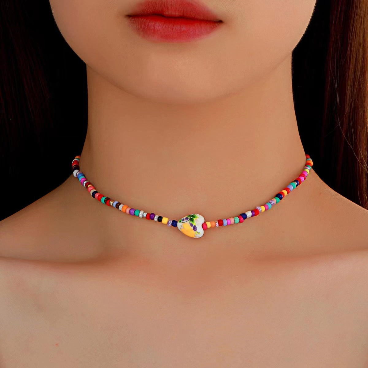 Collar bohemio de cuentas multicolores para mujer