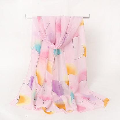Bufanda de gasa con estampado de flores para primavera y verano