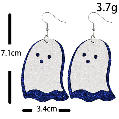 Halloween Women Funny Pumpkin Ghost Leather Earrings