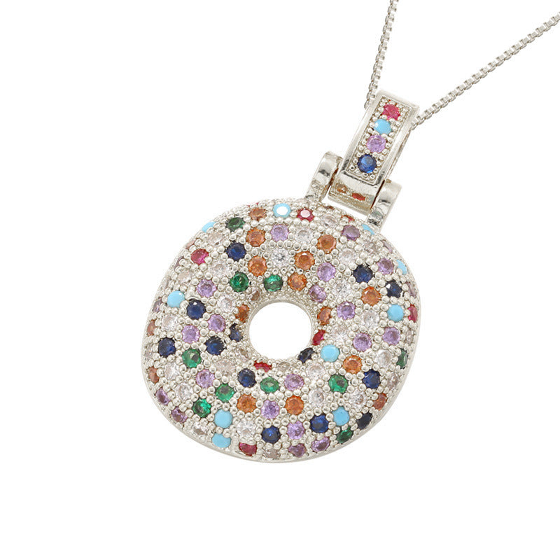 Collar con colgante de alfabeto dorado y circonita multicolor para mujer, joyería de moda