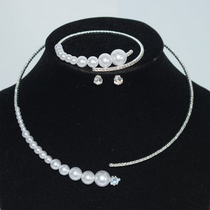 Women Fashion Simple Elegant Zircon Jewelry Trio Set