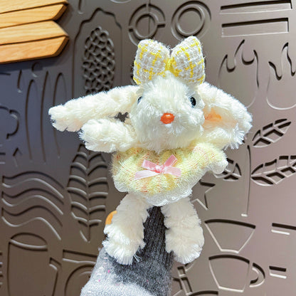 Cute Plush Long Ear Rabbit Keychain with Dress Variations