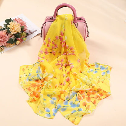 Elegante bufanda larga con estampado de flores para mujer