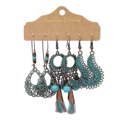 Boucles d'oreilles longues bohèmes en forme de goutte turquoise