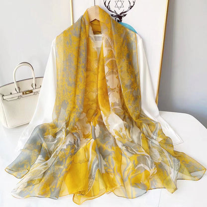Bufanda de malla con estampado floral de moda de verano para mujer