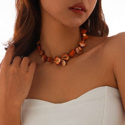 Collar de concha y estrella de mar estilo océano de verano para mujer