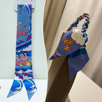 Bufanda con asa para bolso con lazo estampado de moda