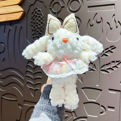 Cute Plush Long Ear Rabbit Keychain with Dress Variations